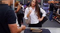 Hot babe trying to pawn a horn she stole then got pounded