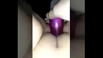Bald pussy with a dildo gets hammered good fucking cum covered toy for youWife fucked bald pussy with a dildo