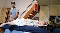 Step son sneak in his Mothers bedroom and cum on her feet