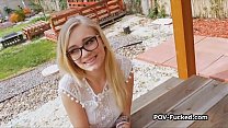 Blonde teen goes dirty on casting