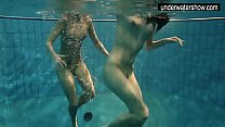 Underwater naked girls swirling around