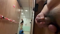 Tied my ball and jerking off in a Hong Kong Public toilet, 2 men were there but unfortunately they cannot caught me, wish getting head or helping hand