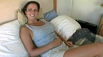 Busty brunette girlfriend sucks ballows and swallows cock before deep sex