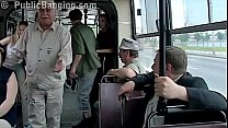 Extreme public sex in a city bus with all the passenger watching the couple fuck