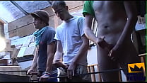 Horny young dudes stroke their big dicks and cum on their friend face and mouth