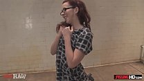 Skinny redhead slut gets pissed on by multiple men and her big tit girlfriend