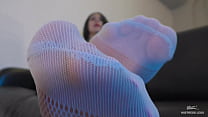 White Fishnet Pantyhose Feet In Your Face