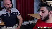 Hairy stepfather teaches stepson gay sex