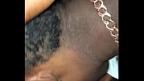 Bald head ebony swallows dick