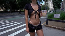 Sexy exposed boobs and nice clothing in public