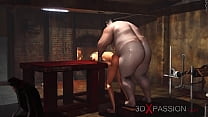 Sex slave young woman gets fucked by a masked man in the basement