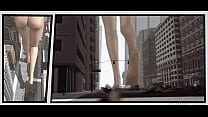 giant nude lady stroll across city