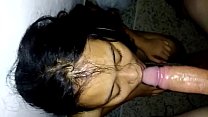Asian girl gets her throat used by big white cock