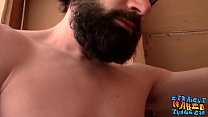 Bearded straight dude jacking off solo