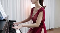 Sexy lady playing piano.