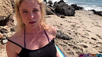 Lucky surf instructor cums inside MILF at the beach to get back at the husband for cheating