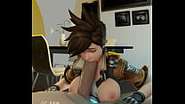tracer sucks a big fat cock with her tits out and enjoys it animepornhd.com