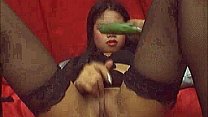 Angel asian taking cucumber