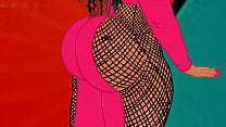 Cherokee D Ass shows off her huge perfectly round bubble butt in an animated parody shoot