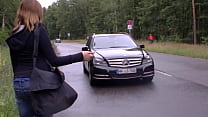 Naughty german hitchhiker gets horny so she gives her wet pussy to the filthy driver