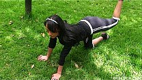 skinny latina Maria sucking and fucking a friend that she just met in the park