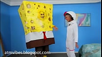 Teen giving head to sponge bob