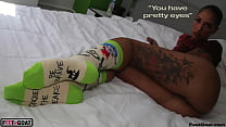 Tatted Brazilian chick sensual blowjob with pretty eyes eye amazing contact Stefania Mafra with Feet Goat