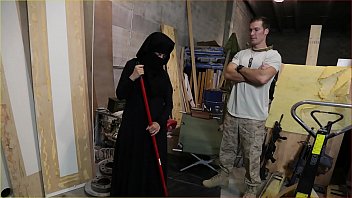 TOUROFBOOTY - Muslim Woman Sweeping Floor Sucks American Soldier's Big Dick And Fucks