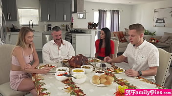 Swap family went full horny during Thanksgiving dinner and they had group sex