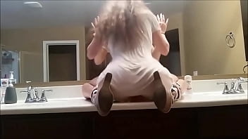 Sexy Teen Riding Dildo In The Bathroom To Powerful Orgasm