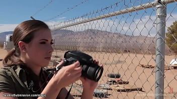 Sexy war reporter Casey Calvert caught on cam soldier James Deen fucking bound babe Lyla Storm then she is caught and anal fucked too in a desert